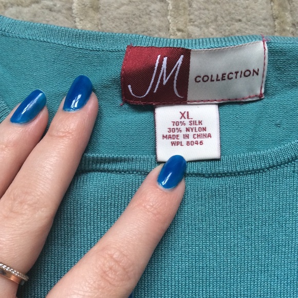 Silk blend tee shirts, teal + purple, XL set of 2 - Picture 4 of 6